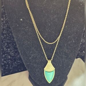 Elegant Gold and Turquoise Pendant Necklace